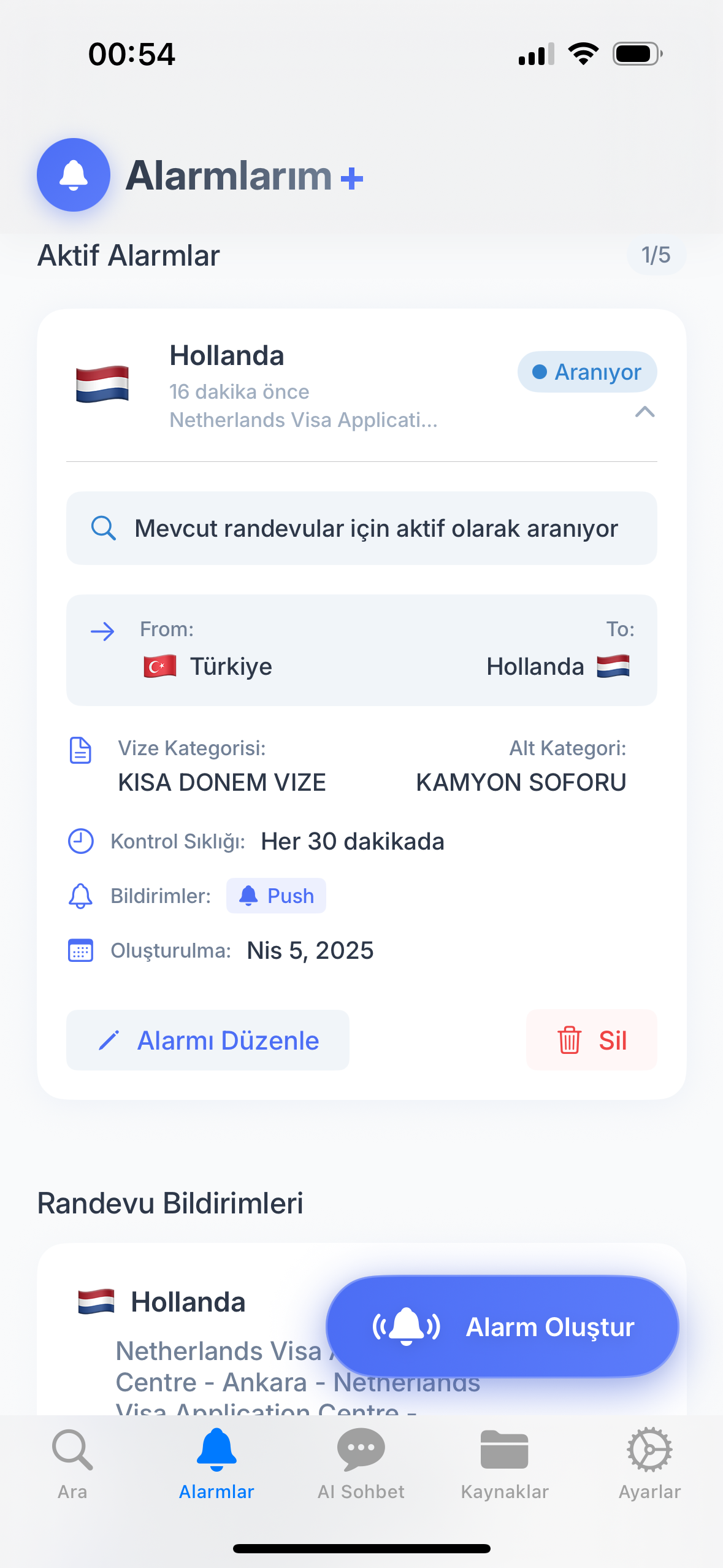 Visa appointment alerts